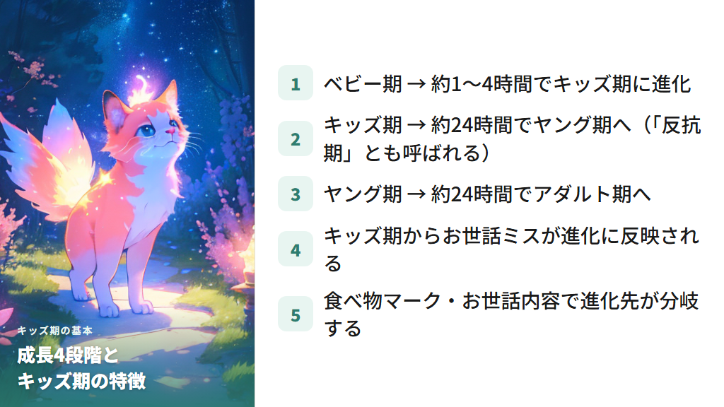 キッズ期（反抗期）の特徴と進化までの時間