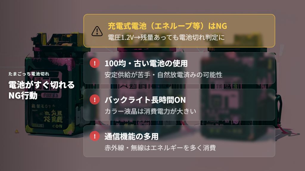 たまごっちの電池がすぐ切れる主な原因