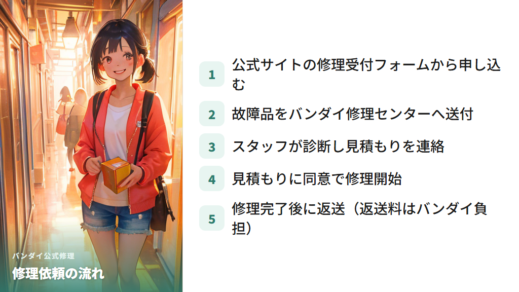 バンダイ公式修理依頼の流れと必要なもの