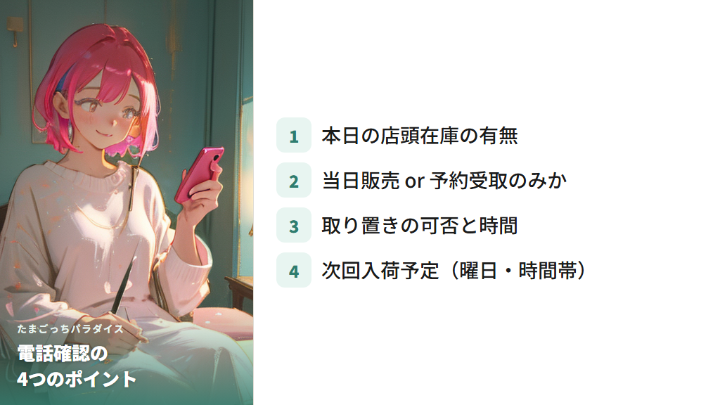 当日販売・予約・取り置きの確認に使える電話テンプレ