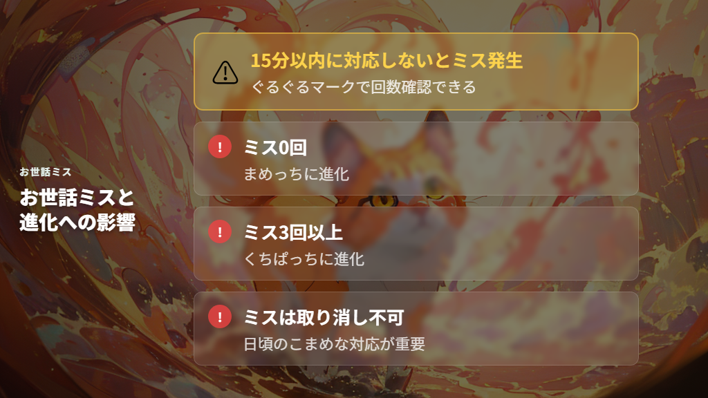 キッズ期から始まるお世話ミスと進化への影響