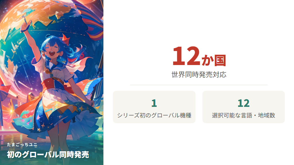 たまごっちユニの世界同時発売——初のグローバル機種の英語展開