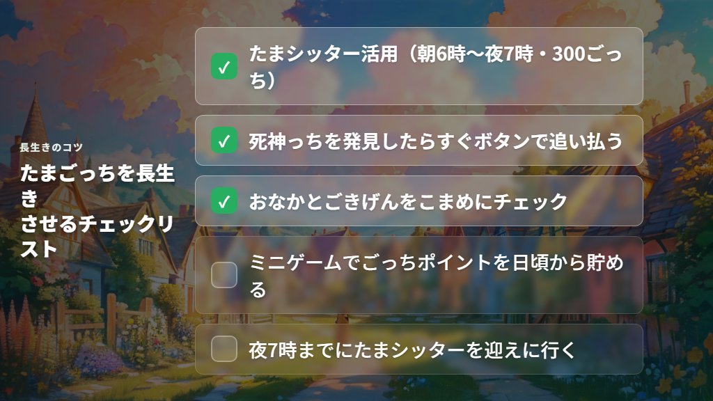 たまシッターと病気への素早い対処でたまごっちを長生きさせよう