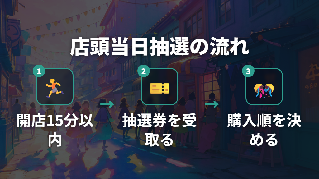 たまごっちのおみせ当日店舗抽選の流れと参加ルール