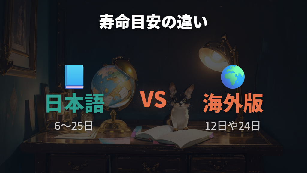 海外版で語られる寿命の目安と日本語情報の違い
