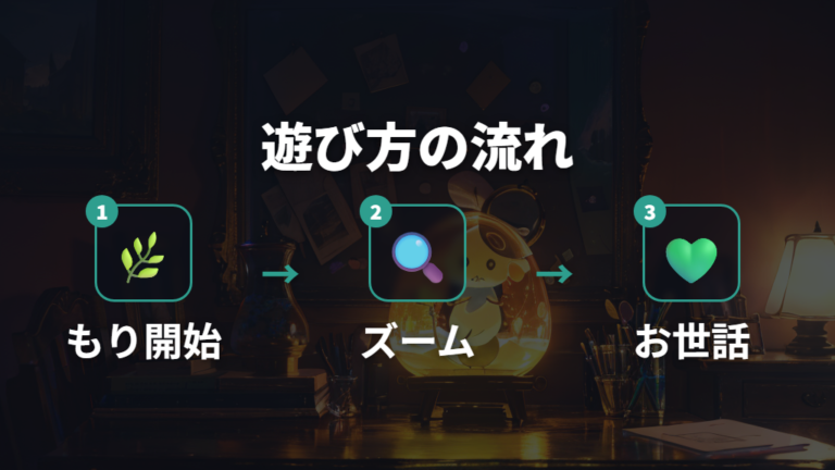 公式情報で見る遊び方はズームとお世話が中心