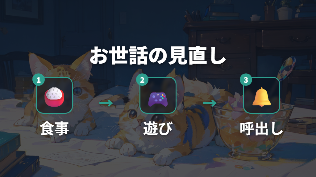 進化に必要なお世話内容は何を変えればいい？