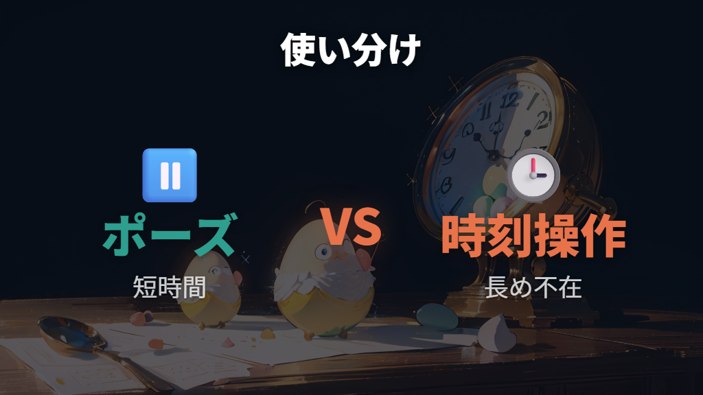 放置したい時の一時停止方法と時計ずらしの使い分け