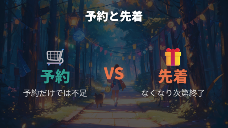 予約特典との違いは先着配布かどうかで見る