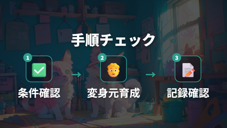 サムに進化する育成条件を手順でチェックする