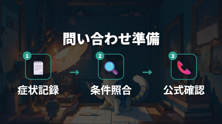 公式不具合情報と問い合わせ先で確認すべきこと