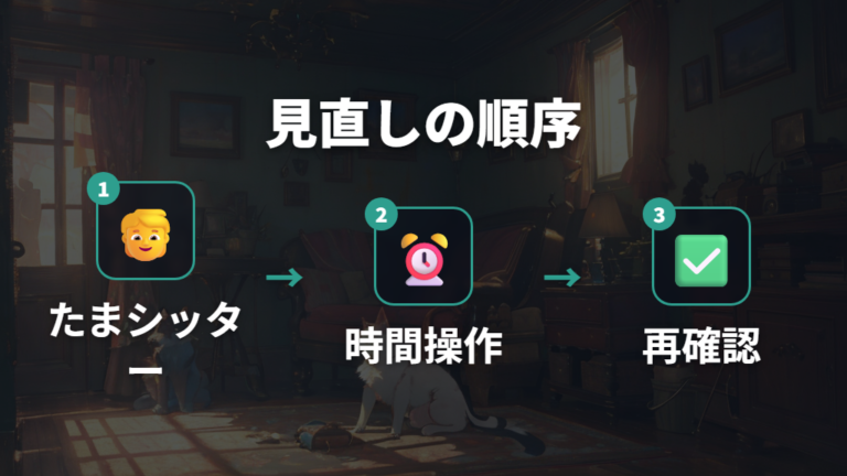 リセットや問い合わせの前にたまシッターと時間操作を見直す