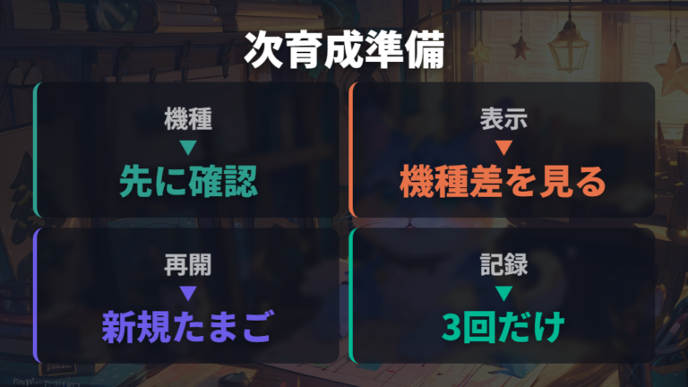 機種別の基本仕様を見直して次の育成に活かす