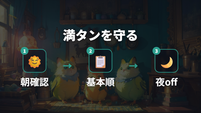 満タンを維持するお世話のコツは確認順を決めること