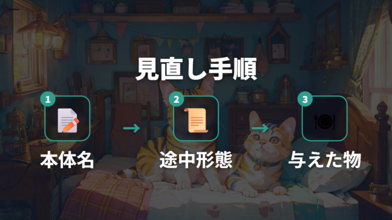 お世話ミスとしつけの影響を記録する時の見直し手順