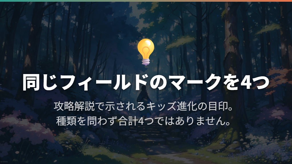 キッズへの進化は同じフィールドのマーク4つが目印