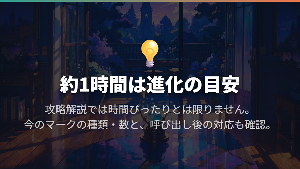進化時間の約1時間は目安として考える