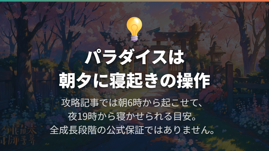 パラダイスは朝夕に寝起きを選べる時間帯がある