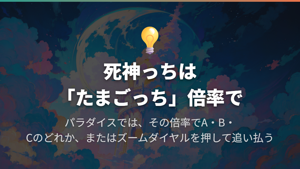 死神っちが出たら「たまごっち」の倍率で追い払う