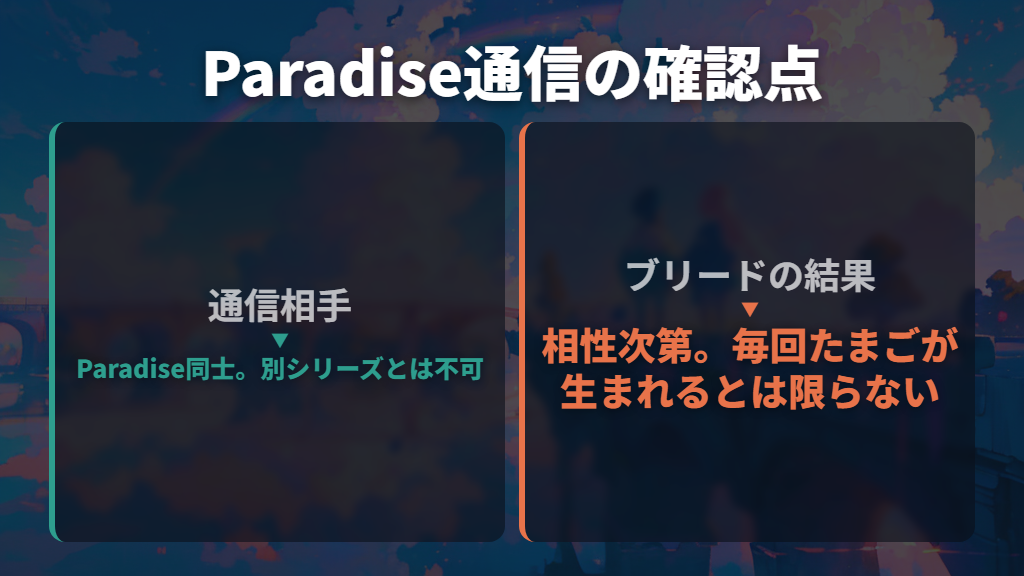 友だちとのブリードは、通信相手と相性を確かめる